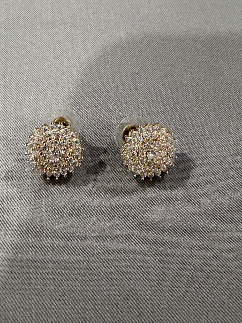Gold-Tone Crystal Cluster Stud Earrings - Sparkling Clear